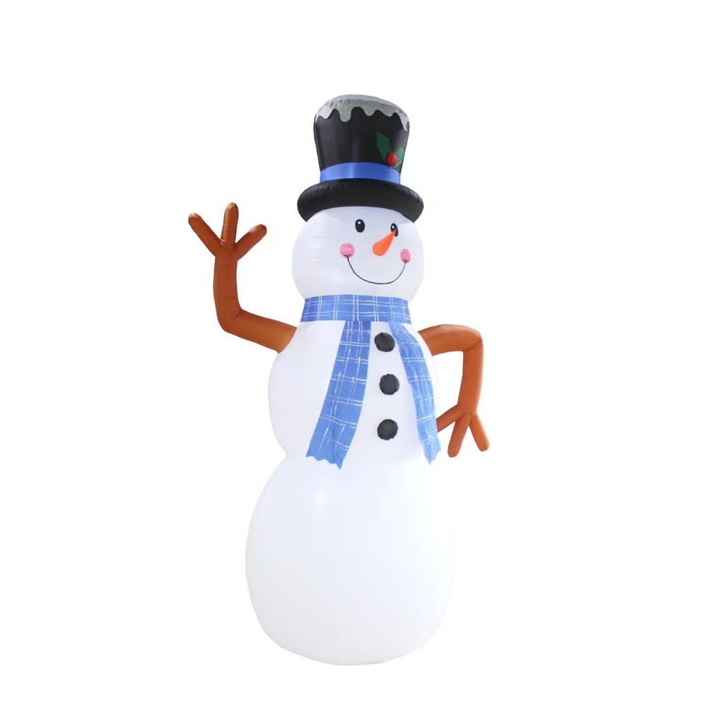 20' Inflatable Giant Christmas Snowman w/ Top Hat Blue Scarf LED Yard Decoration